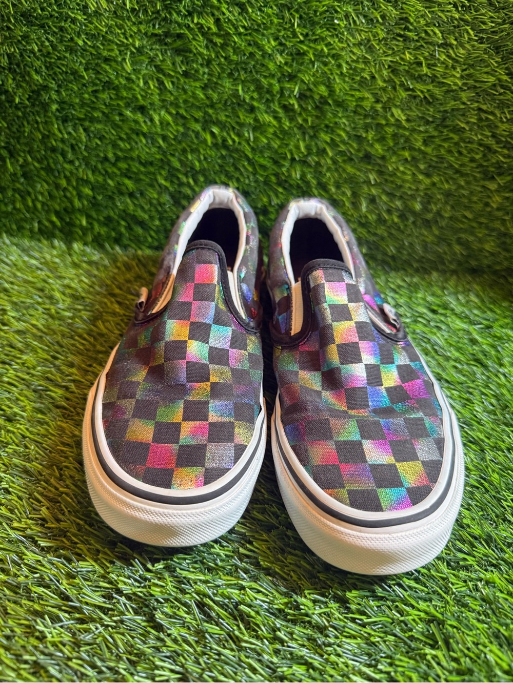 Vans Galaxy unisex Slip-On Checkerboard Sneakers in Multicolor m5.0. W 6.5
